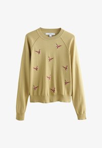 Unselected, citrine yellow pheasant embroidered