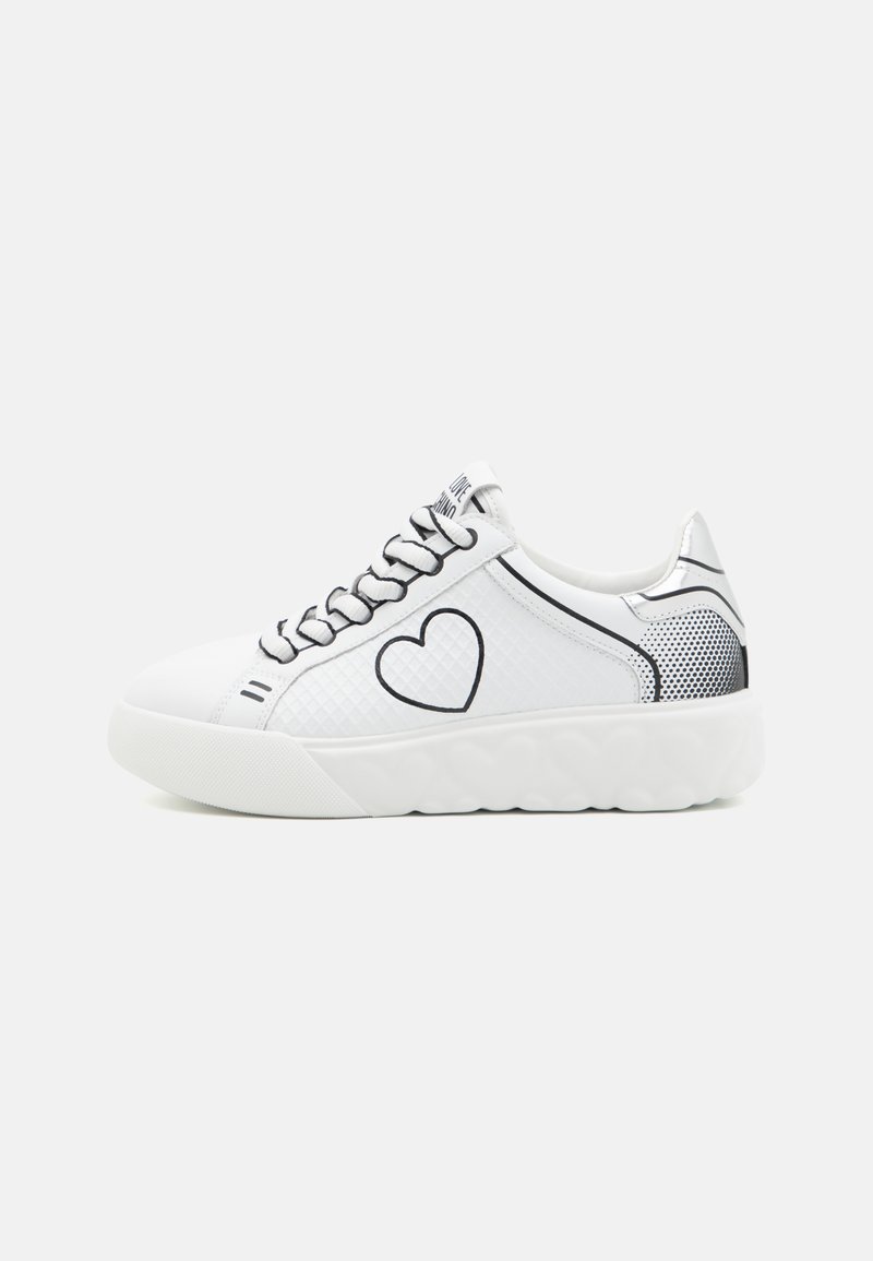 Love Moschino HEART LOVE - Sneakers basse - bianco/nero/argento