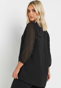 Yours Clothing SHEER NOTCH NECK - Camicetta - black
