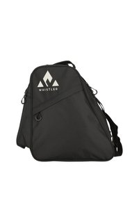 Musta kolmionmuotoinen reppu, valmistettu kestävästä kankaasta. Varustettu valkoisella "WHISTLER"-logolla ja sivuilla olevilla vetoketjuilla helppoa pääsyä varten.