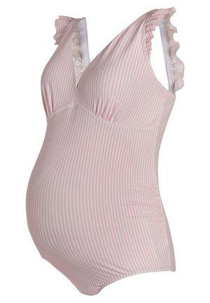 JoJo Maman Bébé, MATERNITY FIT - STRIPE FRILL SLEEVE V-NECK - Traje de baño - pink