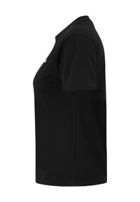 Zwarte katoenen t-shirt met een ronde hals, korte mouwen en een rechte snit. Geen zichtbare patronen of logo's zijn aanwezig.