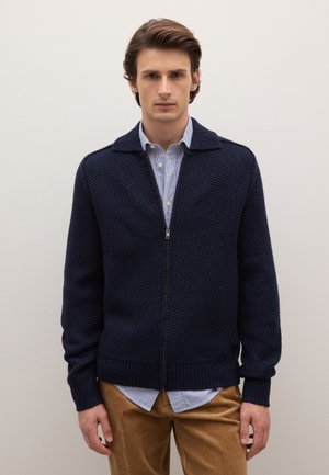 REGULAR FIT ZIP - Strickjacke - dark blue