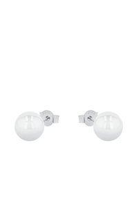 Ett par polerade silverfärgade kulörhängen med fjärilslås på vit bakgrund.