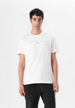 Tommy Jeans LINEAR LOGO TEE - Tricou basic - ecru multi