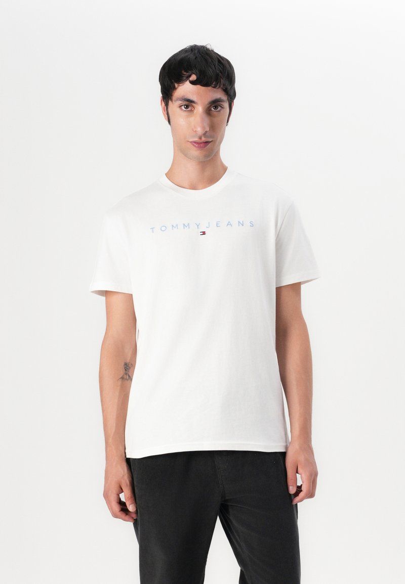 Tommy Jeans LINEAR LOGO TEE - T-Shirt basic - ecru multi