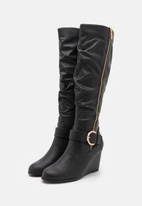 Anna Field Botas de cuña - black