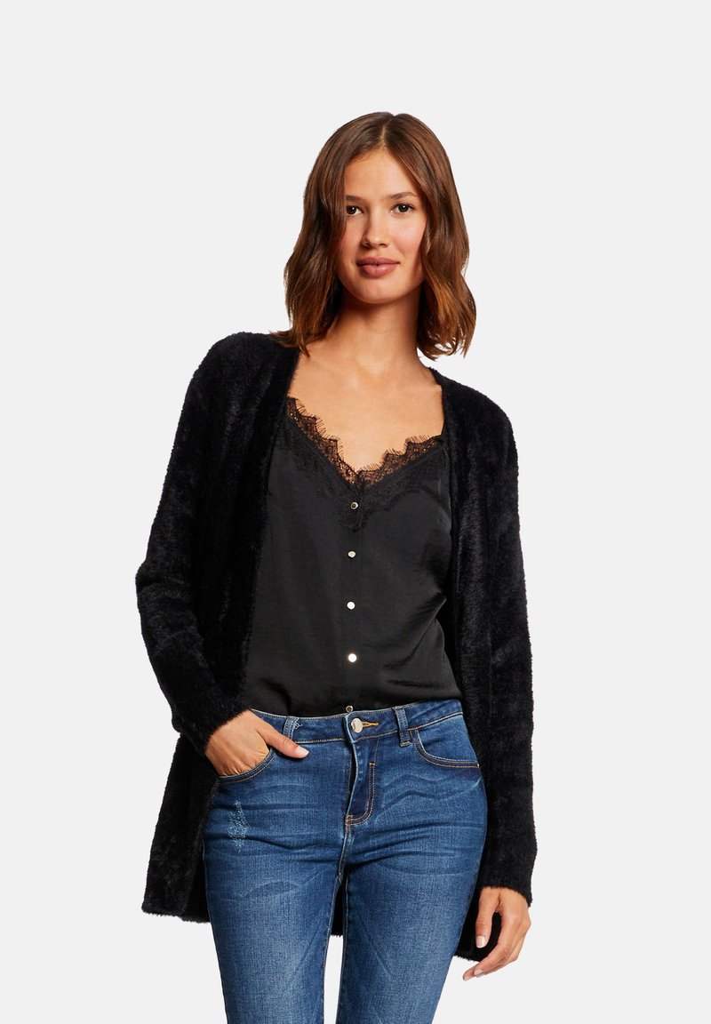 Morgan LONG FLUFFY - Strickjacke - black