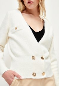 adL V NECK BUTTON DETAILED - Chaqueta de punto - light beige