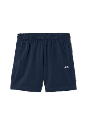 Pantaloncini casual blu navy con fascia elastica in vita, tasche laterali e piccolo logo ellesse bianco sulla coscia sinistra.