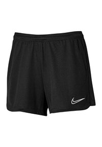Pantaloni sportivi neri realizzati in tessuto leggero, con una vita elastica e il logo bianco della Nike sul lato sinistro in basso.