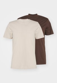 JPRBLA BASIC TEE TURTLE 2 PACK  - T-shirts - moonbeam/dark chocolate brown