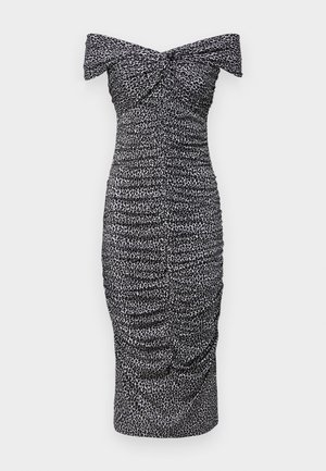 MICHAEL Michael Kors TWIST OFF SHOULDER MIDI DRESS - Day dress - aluminum