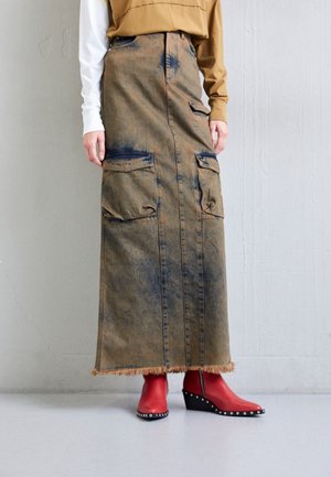 GCDS SKIRT - Fustă denim - brown