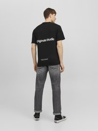 Jack & Jones JORVESTERBRO BACK SS CREW NECK  - Apdrukāts T-krekls - black