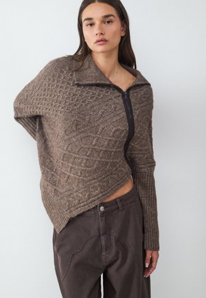 Balmohk, Zip-Up Cable Sweater - Jersey de punto - coffee bean