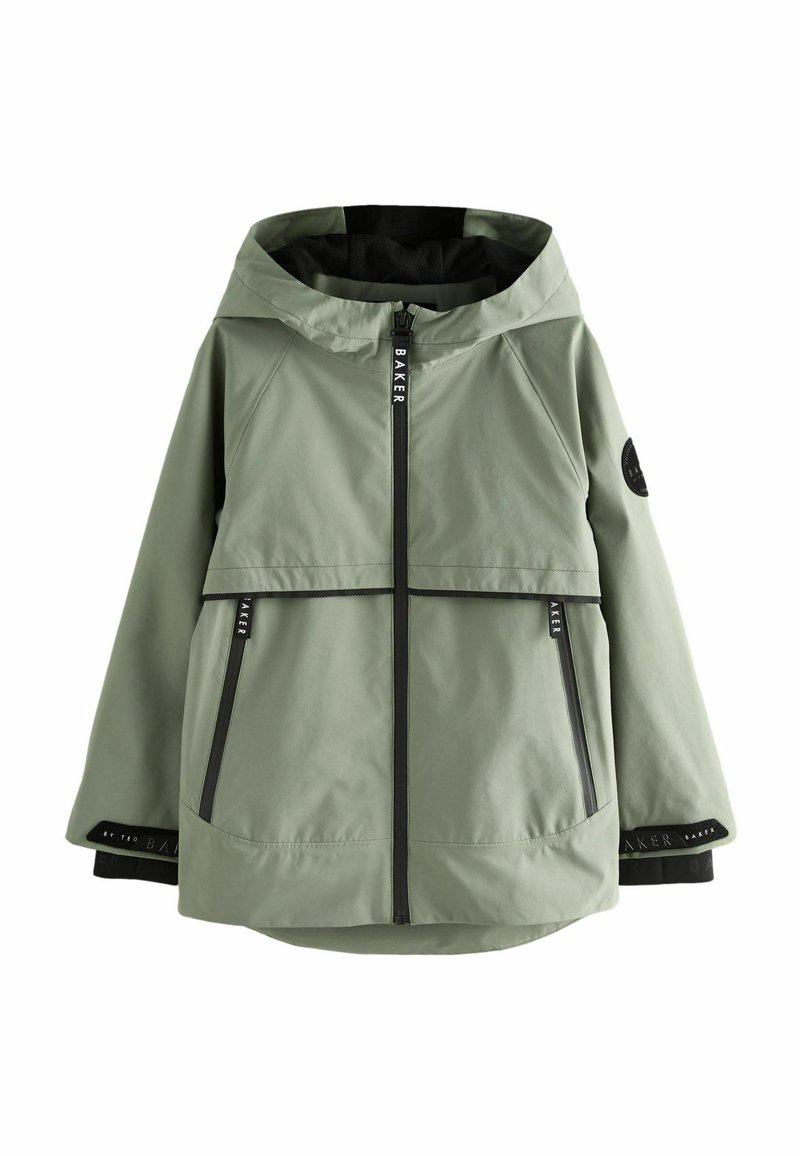 Lichtgroene hoodie met een rits aan de voorkant, zwarte ritsen en logo-details. Heeft een losse pasvorm, zijzakken en een gestructureerde stof.