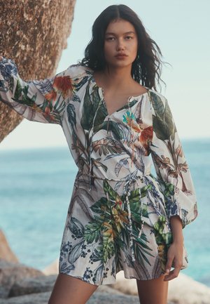 Next TALL FIT - LONG SLEEVE MINI - Freizeitkleid - cream navy