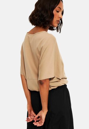 Kappahl, SHORT SLEEVE DRAWSTRING TOP - T-shirts basic - beige