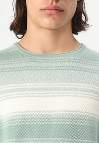 TOM TAILOR IRREGULAR STRIPES CREWNECK  - Strikkegenser - green/white
