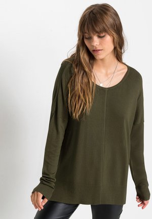bonprix MIT AM SAUM - Pullover - grün