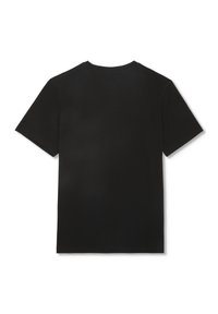T-shirt nero a maniche corte con scollatura rotonda, realizzato in morbido cotone. Presenta un design semplice senza fantasie né accenti.