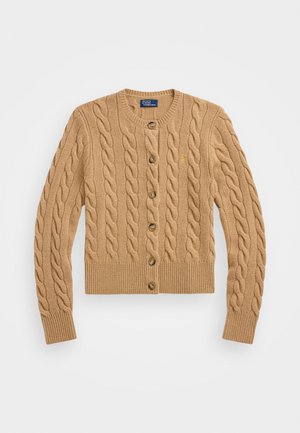 Polo Ralph Lauren CABLE KNIT WOOL CASHMERE CARDIGAN - Cardigan - camel melange/gold