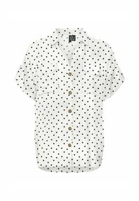 Chemise blanche à manches courtes avec des pois marins, deux poches poitrine et des boutons dorés. Tissu lisse avec un fit décontracté et un ourlet arrondi.