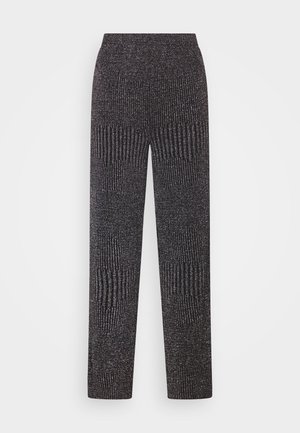 PIECES Tall PCMARY HIGH WAIST WIDE PANT - Stoffhose - black/glitter
