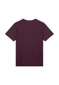 Short-sleeve t-shirt in deep maroon cotton, with a simple crew neck and no graphics or embellishments, featuring a plain back design.