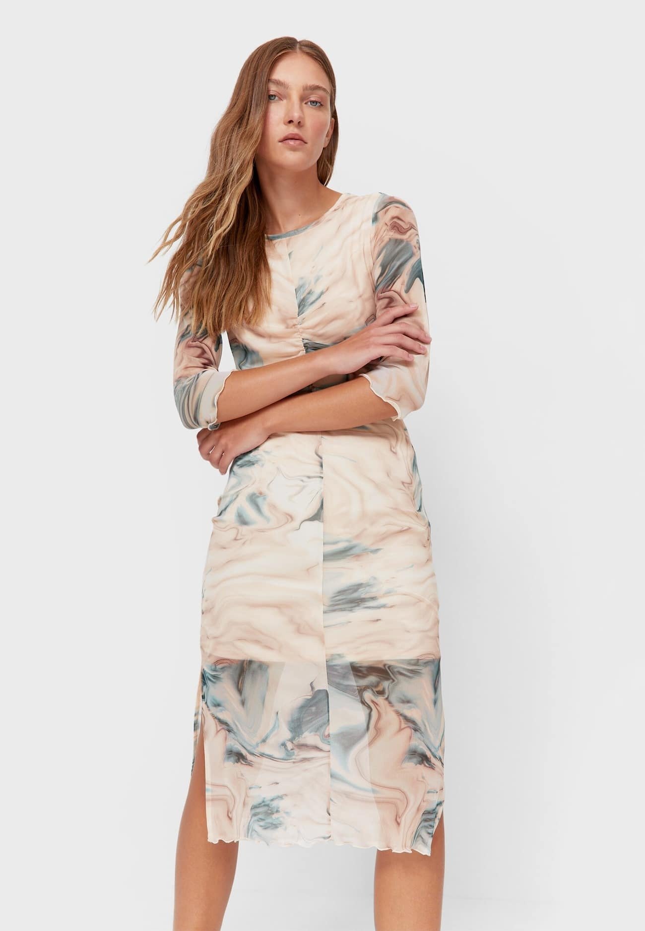 avienna print tiered dress