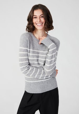 Style Republic Strickpullover - grey white stripes