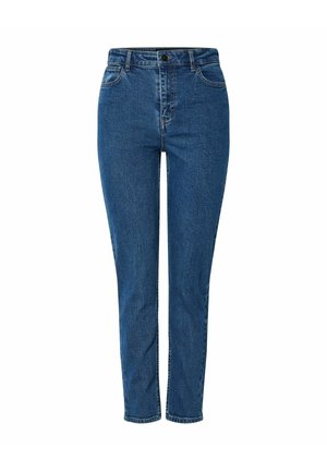 Højtaljede denim jeans i medium blå, med slim fit, fem-lomme design og en glat tekstur med minimal falming.