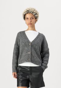 ONLY Petite ONLZOEY CARDIGAN - Strickjacke - dark grey melange