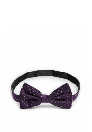 Lilla polka dot butterflykrave lavet af glat stof med et sort justerbart bånd. Sløjfen har en klassisk form med jævnt fordelte hvide prikker.