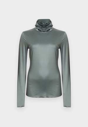 Μπλούζα με μακριά μανίκια και ζιβάγκο σε απαλό πράσινο χρώμα, με απαλή, λεία υφή και κατακόρυφο ντραπέ λαιμόκοψη.