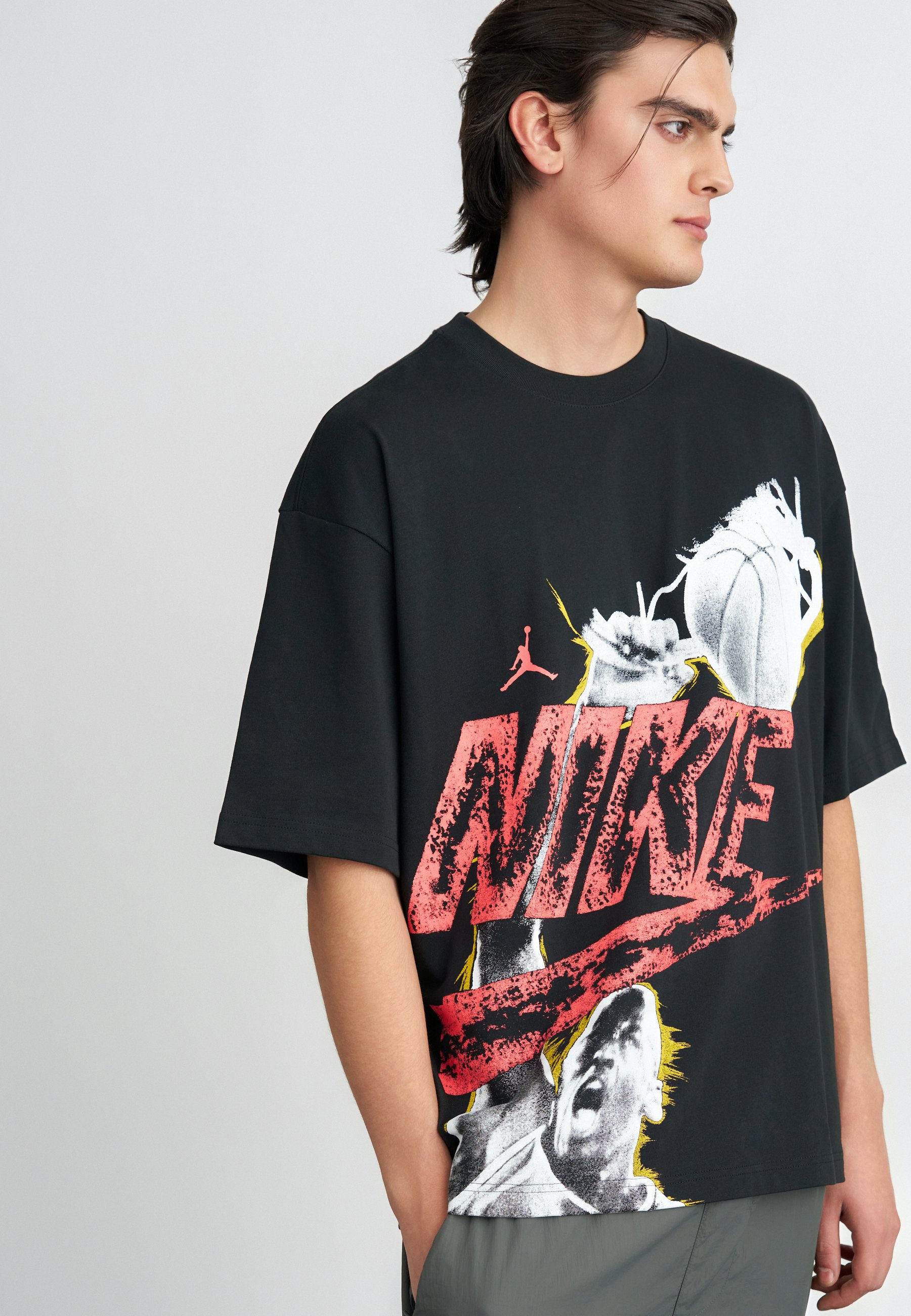 Jordan OVERSIZED - Tricou cu imprimeu - black/infrared/negru