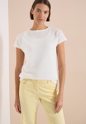 Cecil, T-SHIRT WITH BOAT NECK IN A POINTELLE LOOK - T-shirt basique - vanilla white