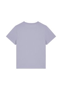 Korte mouw t-shirt in lichte lavendelkleur, gemaakt van zachte katoenen stof. Heeft een eenvoudige ronde halslijn en een basic, onopgesmukt ontwerp.