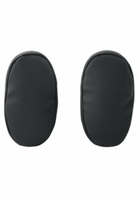 Genouillères ovales noires avec une surface texturée. Conçues pour le confort, elles présentent un bord lisse et une construction légère.