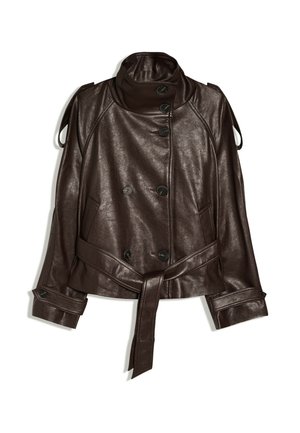 Bershka, Veste en similicuir - mottled dark brown