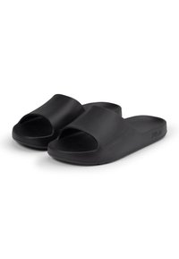 Infradito neri in gomma opaca, con design open toe e suola testurizzata per una migliore aderenza. Logo del marchio discreto sui lati.