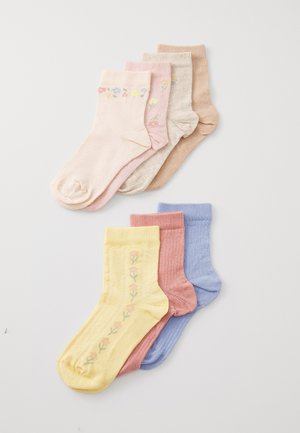 7 PACK UNISEX - Strømper - camel/mottled light grey/off-white