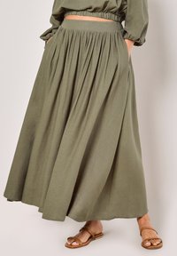 Apricot MIDI - Gonna a pieghe - khaki