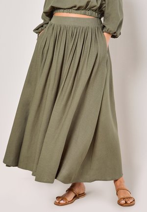 MIDI - Gonna a pieghe - khaki