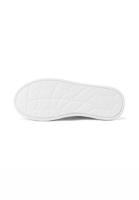 Sole di sneaker bianca con motivo di grip testurizzato, caratterizzata da una finitura in gomma bianca liscia e una leggera curvatura alla punta.