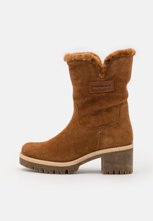 Enkellaarsjes met plateauzool - dark brown