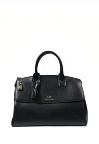 Juodos odos rankinė su struktūrizuotu dizainu, dviem rankenomis ir auksinėmis detalėmis. Turi užsegamą uždangą ir mažą spynelės detalę.