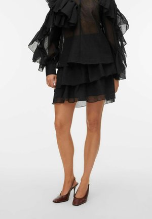 Vero Moda VMSABRINA SHORT FLOUNCE - Suknja A kroja - black