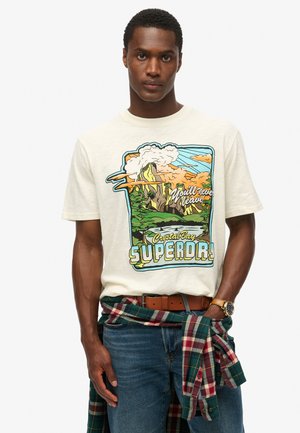 Superdry & Co NEON TRAVEL GRAPHIC - T-shirt con stampa - off white slub